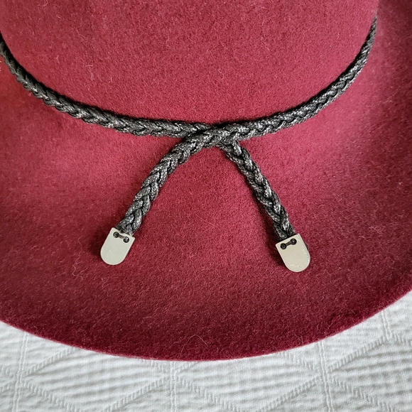 100% wool burgundy hat wide brim boho - Picture 2 of 3